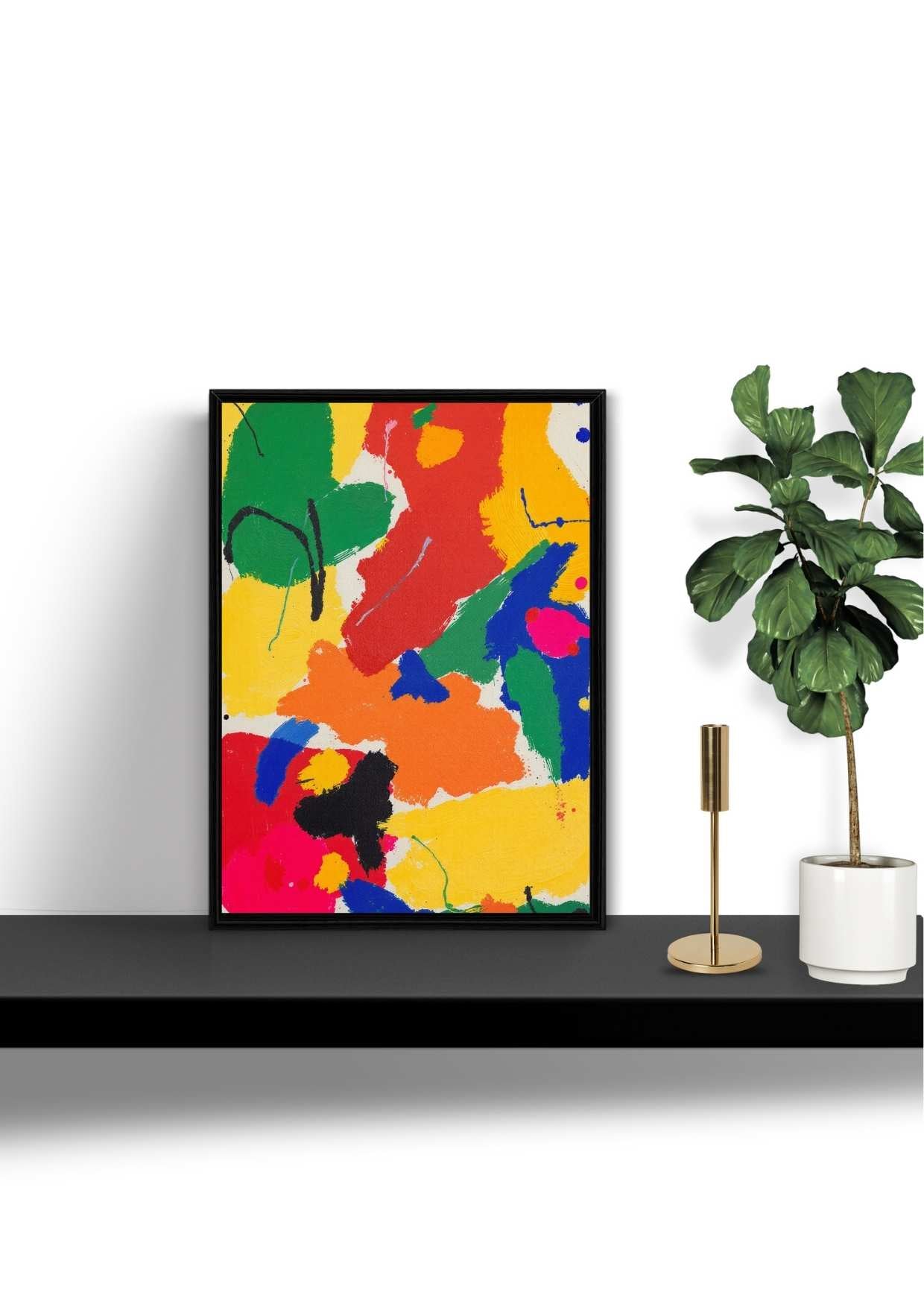 Abstract Vibrant Colors with Brushstrokes - Premium Matte Paper Wooden Framed Poster