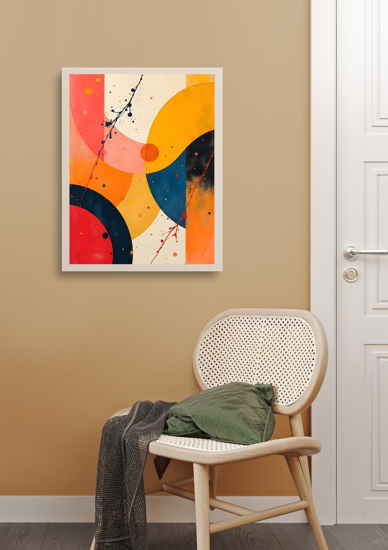 Asymmetric Vibes: Dynamic Abstract Art with Bold Geometric Patterns - Premium Matte Paper Wooden Framed Poster